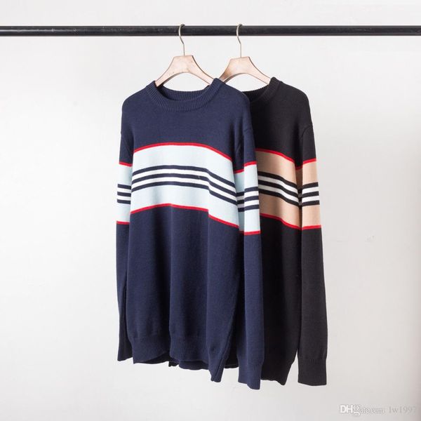 

luxury men's and women's striped sweaters fashion cover cotton wardrobe, autumn and winter ing, Black