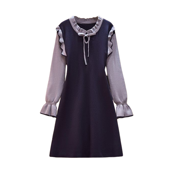 

casual dresses knitted sweater korean style oversized party vintage women's winter dress for christmas clothes long-sleeve 2021 spring, Black;gray