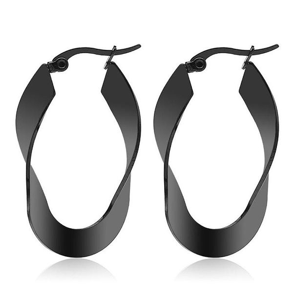 

40 mm fashion titanium steel hoop earrings for women wave oval hoop black//gold color fashion jewelry accessories earrings, Golden;silver