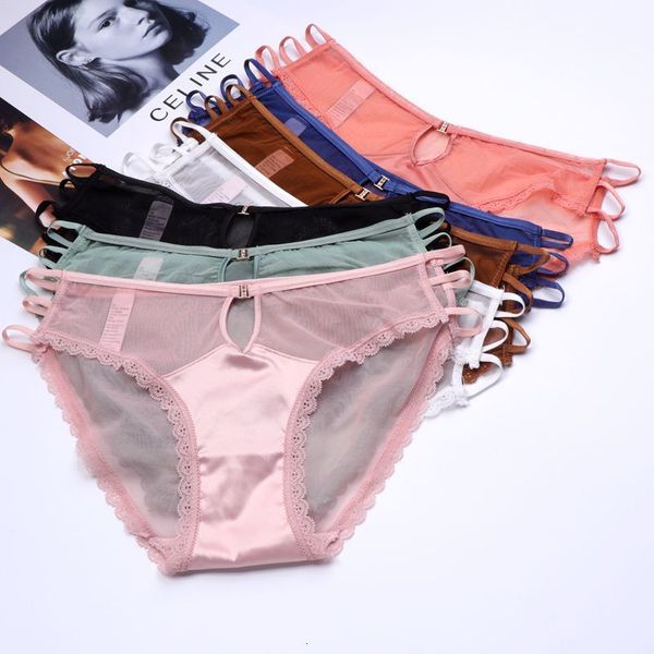 

f051 satin lace underwear female hollow youth bandage fashion girl hip briefs fashion, Black;pink