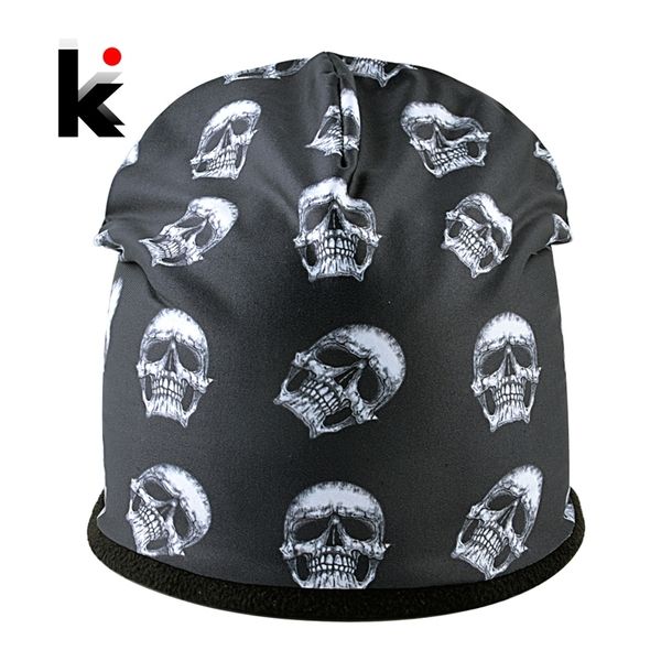 

super cool skull pattern hats for men and women personality 3d printing hip hop caps winter warm skullies beanies gorros y201024, Blue;gray