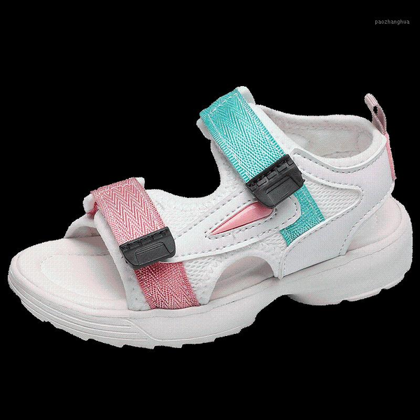 

girl sandals summer bow soft children sandals kids leather beach princess for teen girls size 25-381, Black;red