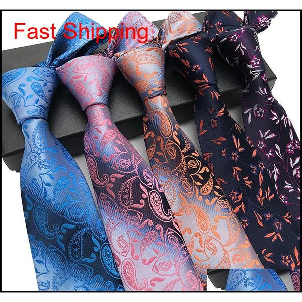 

295 styles 8cm men silk ties fashion mens neck ties handmade wedding tie business ties england paisley tie stripes qylcxb new_dhbest, Blue;purple