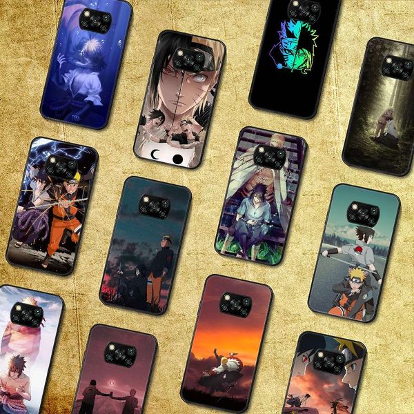 

mobile phone case with naruto and sasuke cartoon cover a2 a3 8 9 9t note 10 se lite pro black return paint silicone box