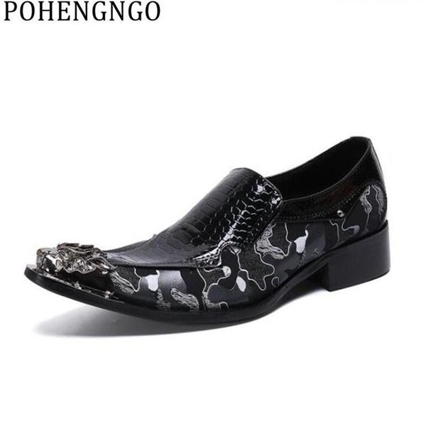 

dress shoes 2021 men genuine leather pointed toe man flat classic printing italian formal oxford loafers, Black