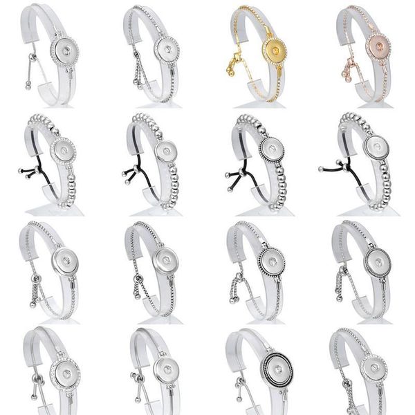 

new snap jewelry metal 18mm snap bracelet bangles button adjustable chain bracelets for women summer bbyojy, Golden;silver