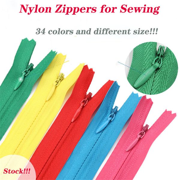 Zíperes de nylon para costurar 100 pcs misturado bobina de nylon zíperes coloridos zíperes de costura para alfaiate de costura 30 cores sortidas