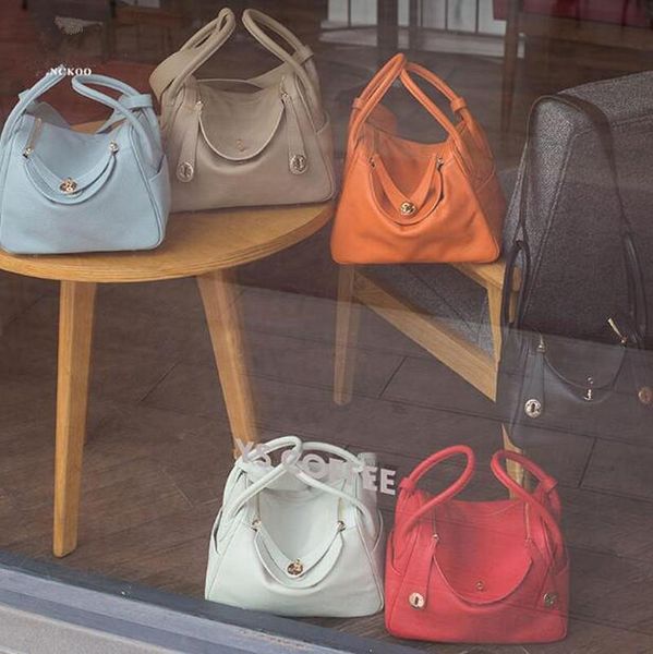 

new box cow genuine leather designer women casual tote bags handbags shoulder bag solid high capacity bags