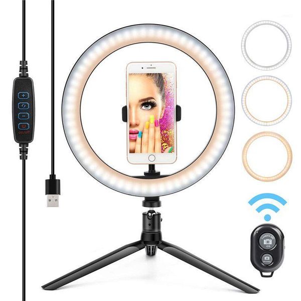 

universal led selfie ring light 22cm dimmable makeup led phone ring lamp with table tripods for youtube live video makeup1