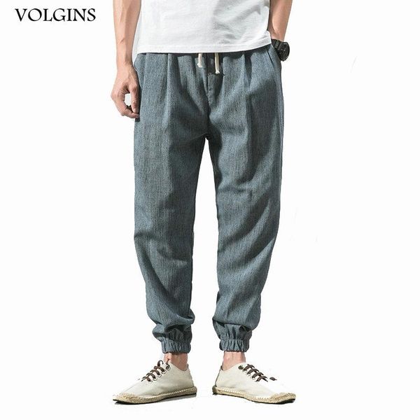 

streetwear spring and summer men fashion chinese style mens cotton linen trousers loose pants male casual harem pants, Black