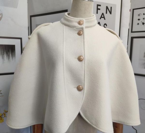 

women's wool & blends fashionable autumn and winter epaulet design short woollen cape coat, Black