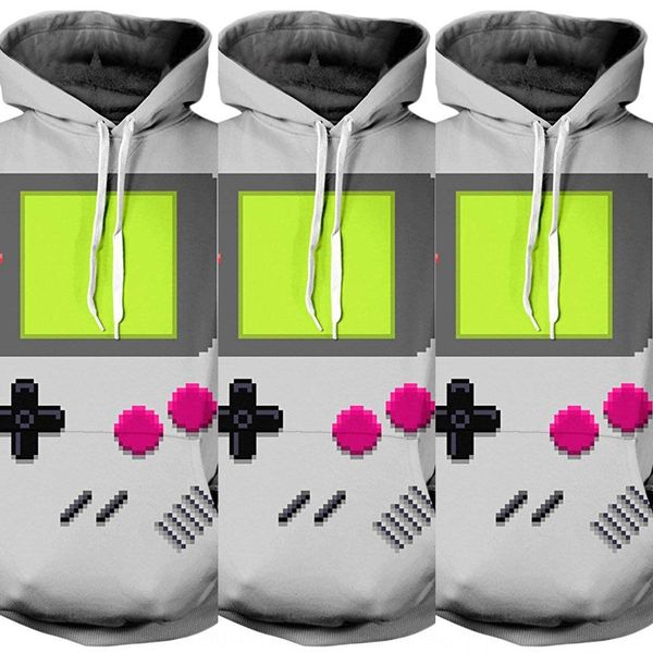 

machine console button digital 3d printing large pocket hoodie game pullover pullovergame machine console button digital 3d printing pullov, Black