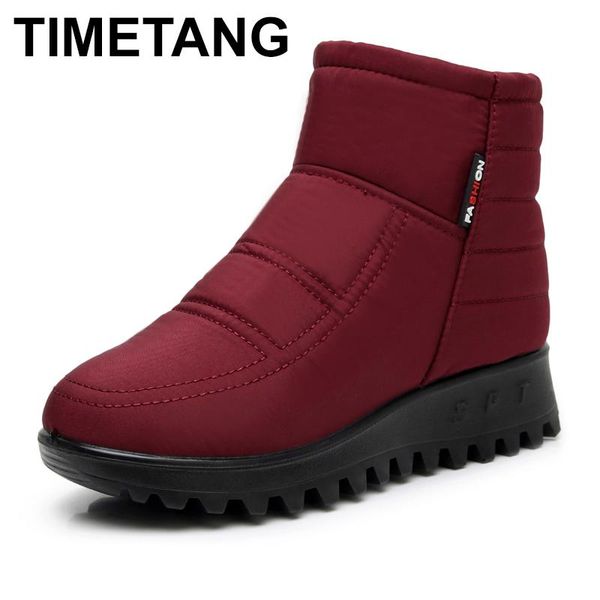

timetang winter boots for women 2020 snow boots with wedge heels shoes woman winter shoes for casual warm-skinned women, Black
