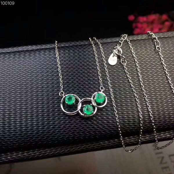

meibapj]natural emerald pendant necklace with certificate 925 pure silver fine wedding jewelry for women