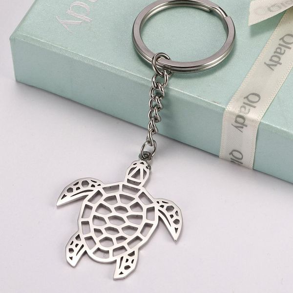 

10pcs/set fashion tortoise unicorn charm car keychain cute animal pendant stainless steel key ring holder gift for men women, Slivery;golden