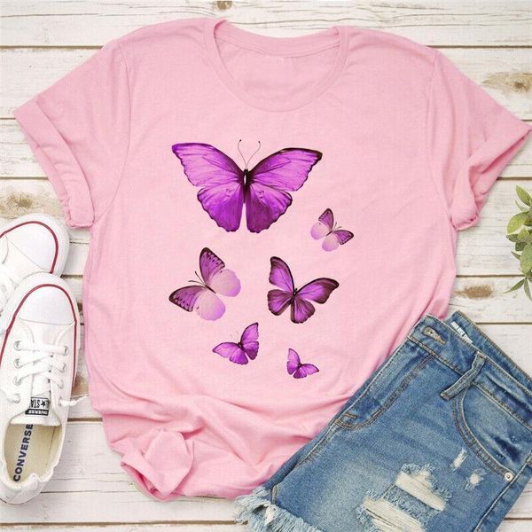 

butterfly t-shirt 2020 summer women harajuku graphic ladies tshirt short sleeve casual mujer camisetas aesthetic clothes, White