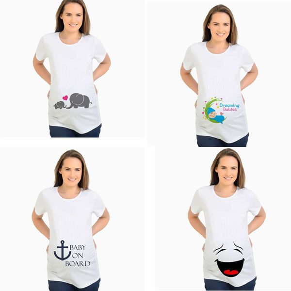 Mütterliche T-Shirts Liebe Mutter und Baby Elefantendruck Lustige Mutterschaft Tops T-Shirt Kleidung Schwangere T-Shirts Baumwolle Frauen Schwangerschaft LJ201125