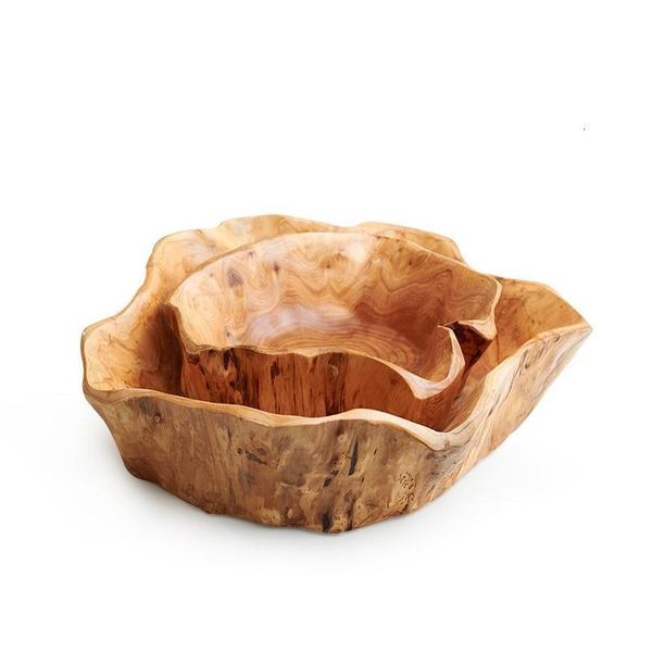 

creative wooden bowl large dried fruit plate multi-grain candy dish grid wood root carving tray household mix jlliij bdedome