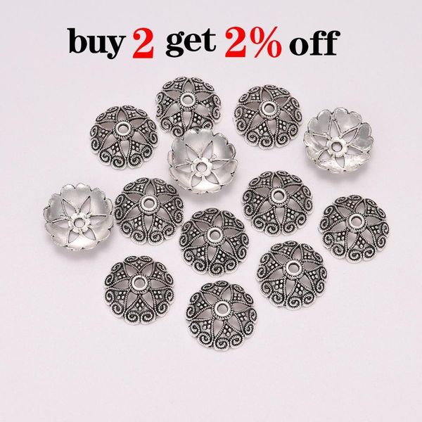 

20pcs lot 14.5 mm 6 petals peach heart flower loose sparer apart end beads caps for diy jewelry making findings earrings h bbyzoi, Silver