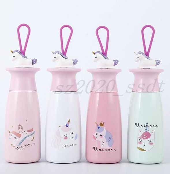 A mais recente 12oz de dupla camada de aço inoxidável moda dos desenhos animados unicórnio térmico favorito para crianças e estudantes. Frete grátis, suporte