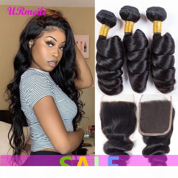 

сыпучие волна человеческих волос пучки с закрытие 3 4 связки бразильский волос плетение 4 pc remy человеческих волос пучки с закрытием, Black;brown