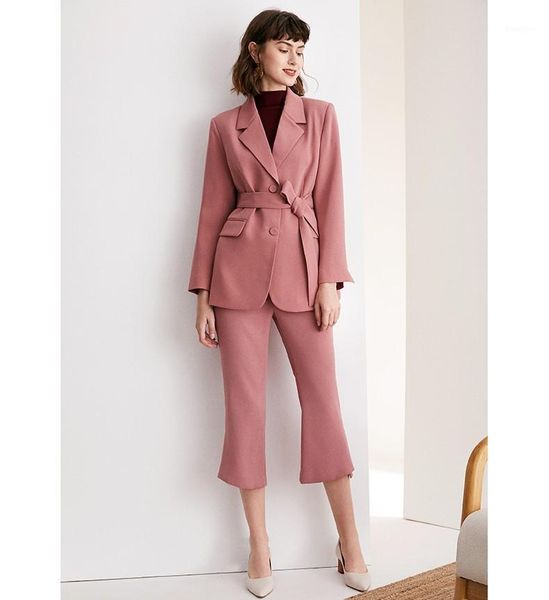 

small suit suit set, autumn pink coat + straight pants two-piece suit, slim body and waist, showing professional style1, White;black