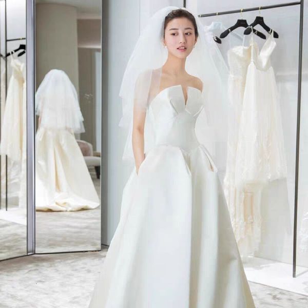 

2021 new strapless wedding robe to be dressed as bride clothes season1087 3fyd, Blue;red