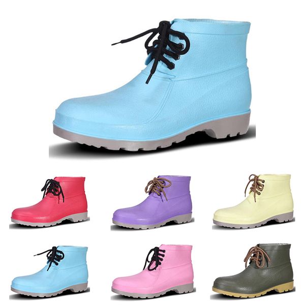 

2021 no-brand rain boots low labor insurance shoes steel toe cap black yellow pink red purple dark green men shoes 38-44