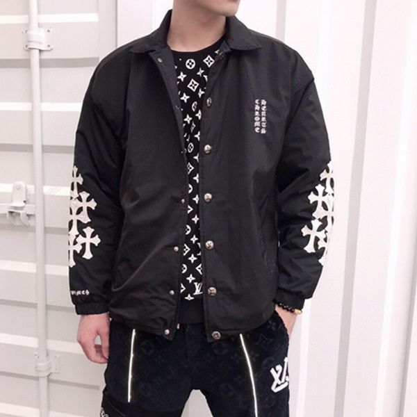 

20 осень и зимний бренд crisin мужская утолщенная хлопковая мягкая рука крест кожаная вышивка мода, Black