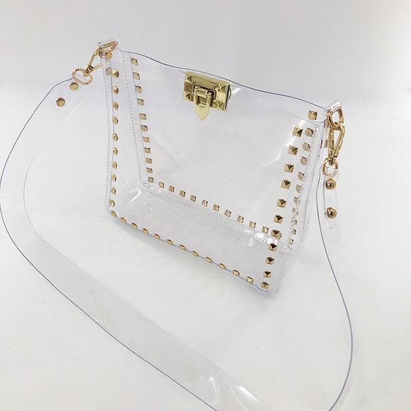 

2020 rebite new shoulder small female purse transdy chain crossbody bags in wild fashionable bag transparent messenger fush