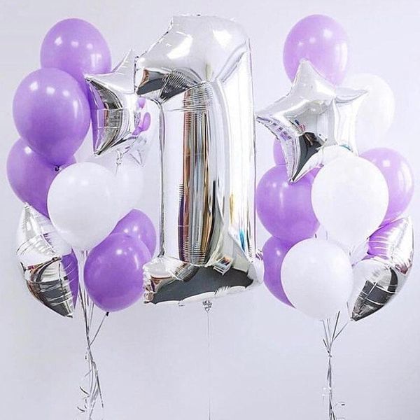 

first birthday balloons 32inch number 1 foil ballons 1st birthday boy girl balloon party decoration babyshower globos 1 one year qylzgo