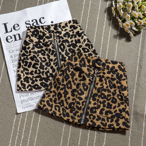 

and length autumn girls' winter drs 2020 half new hip children's leopard short skirt, Blue