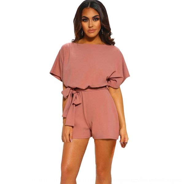 

nnwbk women's pure color casual with shortsand one-piece temperament in summer of 2019 casual pure color women's one-piece shorts, Gray