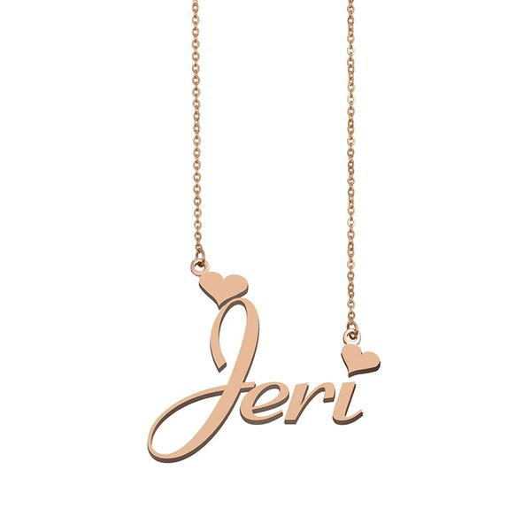 

jeri name necklaces pendant custom personalized for women girls children friends mothers gifts 18k gold plated stainless steel, Silver