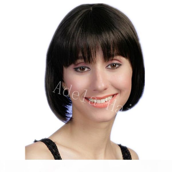 

short bob wig manlaysian indian human virgin hair straight lace front bob wigs short human hair wigs for black women natural color, Black;brown