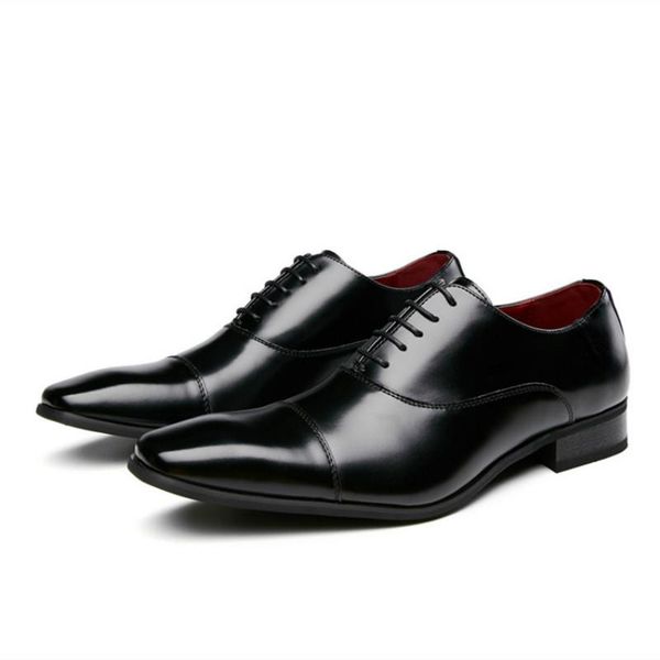

men dress shoes leather men shoes fashion wedding comfortable formal drop shipping, Black