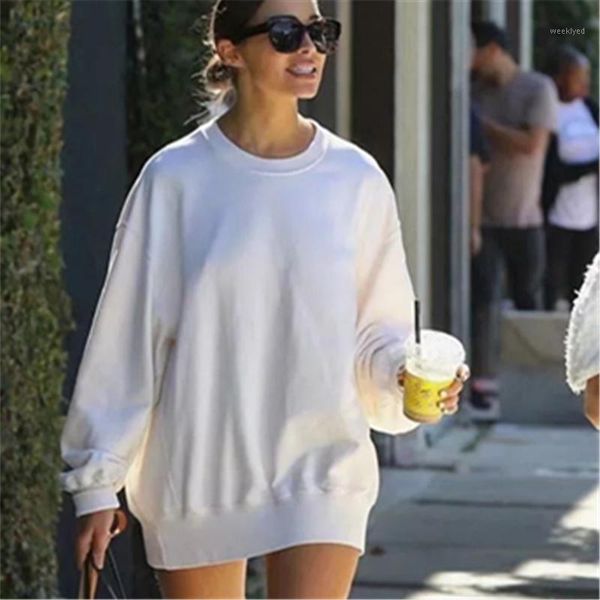 

2020 women autumn oversized sweatshirts long sleeve o neck white hoodies women casual loose long pullover sweatshirt1, Black