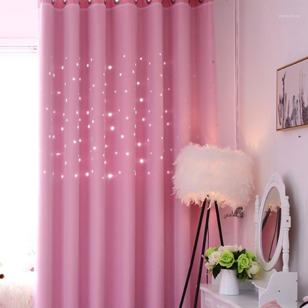 Cortinas cortinas cortinas isolantes térmicas Modern Blackout Star forma de dupla camada para o quarto Janela da sala de estar1