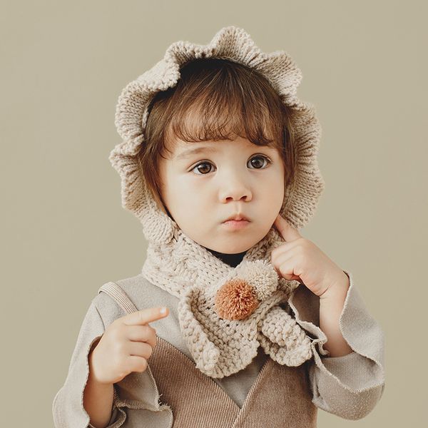 

children's woolen hats autumn and winter cute baby ear caps girls scarf hat one cap gd1138, Yellow