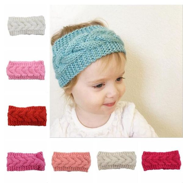 Enfants Hairband Tricoté Crochet Turban Bébé Twist Hiver Ear Warmer Sport Headwrap Élastique Bande De Cheveux Large Bonnet Cap Accessoires De Cheveux ZYY408