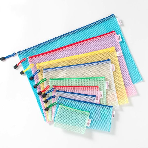 

10pcs portable thickened file folder organizer bag mesh zipper transparent file folder pvc bags storage organizer 189 j2