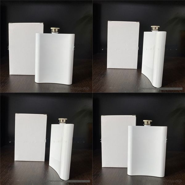 

8oz white hip flask stainless steel sublimation blank pot diy pocket mini outdoor camping wine bottles drinkware new arrival 12 5bw g2