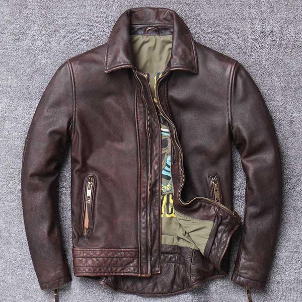 

men's leather & faux zvaqs spring autumn 100% natural genuine jacket men real cow coat male streetwear moto biker bomber jackets 19341, Black