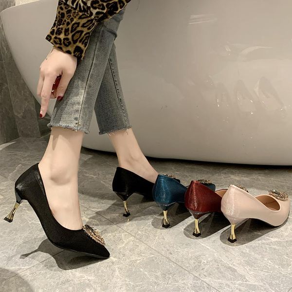 

8cm sweet rhinestone high heels wedding women shoes women heel shoes party heels ladies, Black