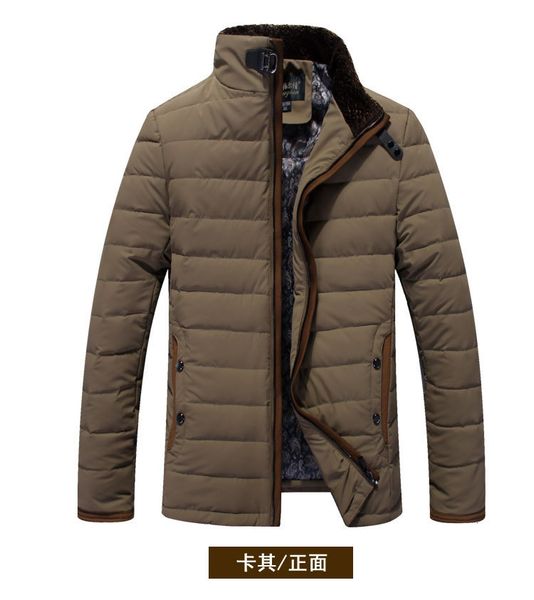 

thickened winter wear stripe casual slim 908 vertical collar men's down warm jacket, Black
