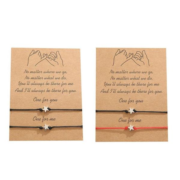 

wholesale wish bracelet with gift cards star wax thread friendship bracelet fashion jewelry gift for friends vcxhh, Golden;silver