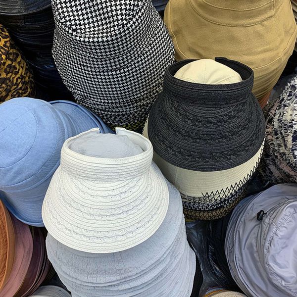 

korean women's papyrus versatile ins new summer hairband sun hat chic, Blue;gray