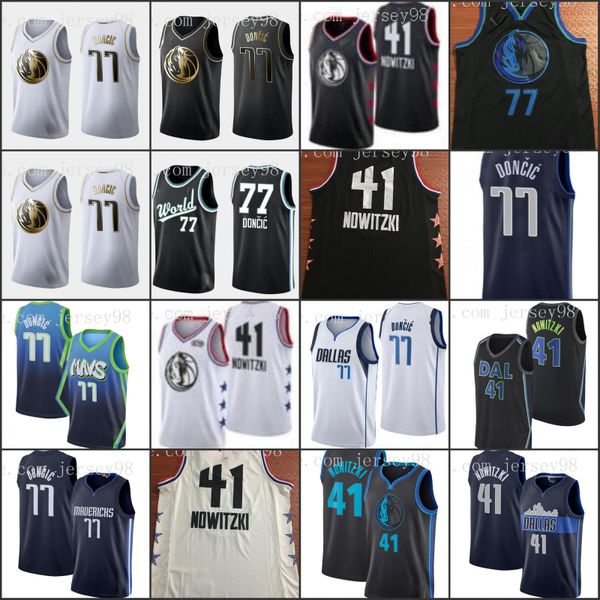 

ncaadallas soloman men 77 luka-doncic 41 dirk nowitzki nba men basketball jerseys, Black