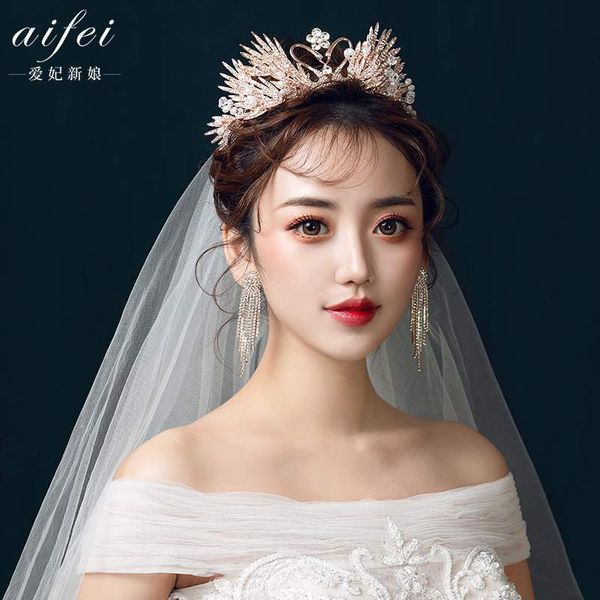 

2019 new bride korean super fairy princess crown headdress atmosphere wedding dress accessories, Silver