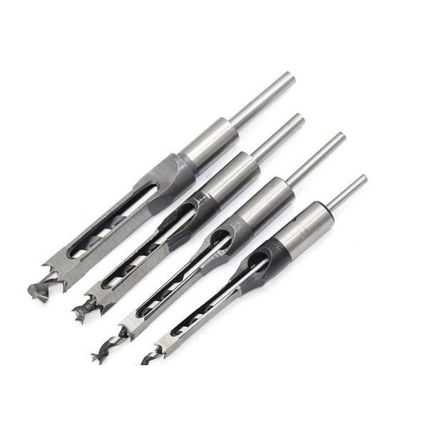 

4pcs square hole mortiser drill bit woodworking twist drill kits mortising hole drills diy woodworking tools